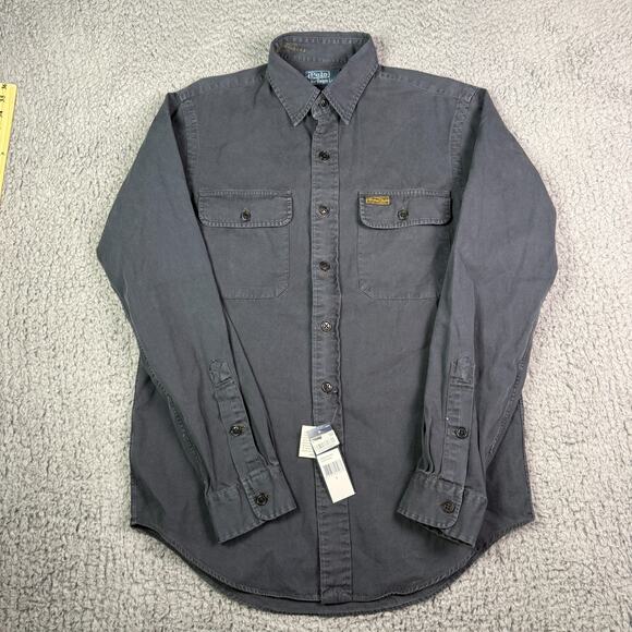 Polo Ralph Lauren Shirt Mens S Dark Gray Military Type 1 Flap Pockets Work NEW - Picture 2 of 10